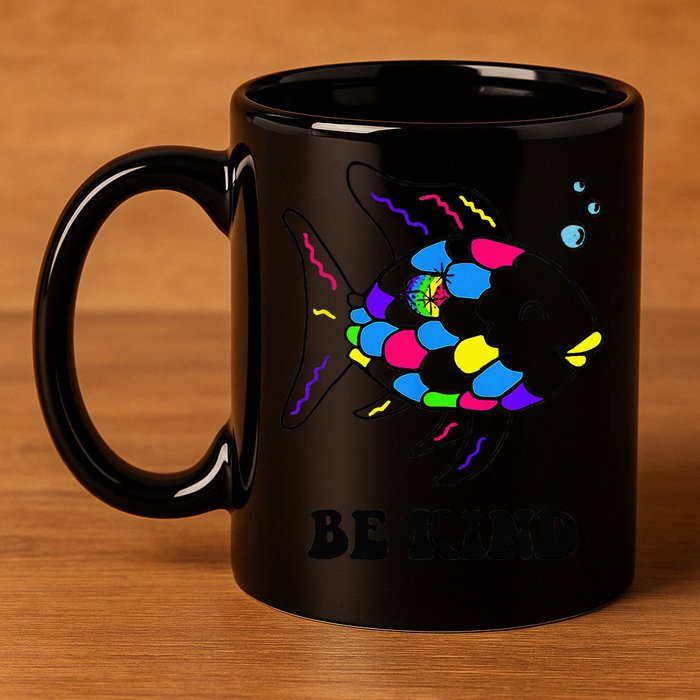 Be Kind Rainbow Fish Teacher Life Teaching Back To School 11oz C Handle Ceramic Mug