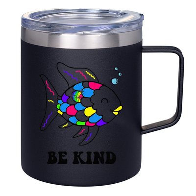 Be Kind Rainbow Fish Teacher Life Teaching Back To School 12oz Stainless Steel Coffee Mug