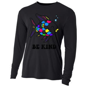 Be Kind Rainbow Fish Teacher Life Teaching Back To School Cooling Performance Long Sleeve Crew