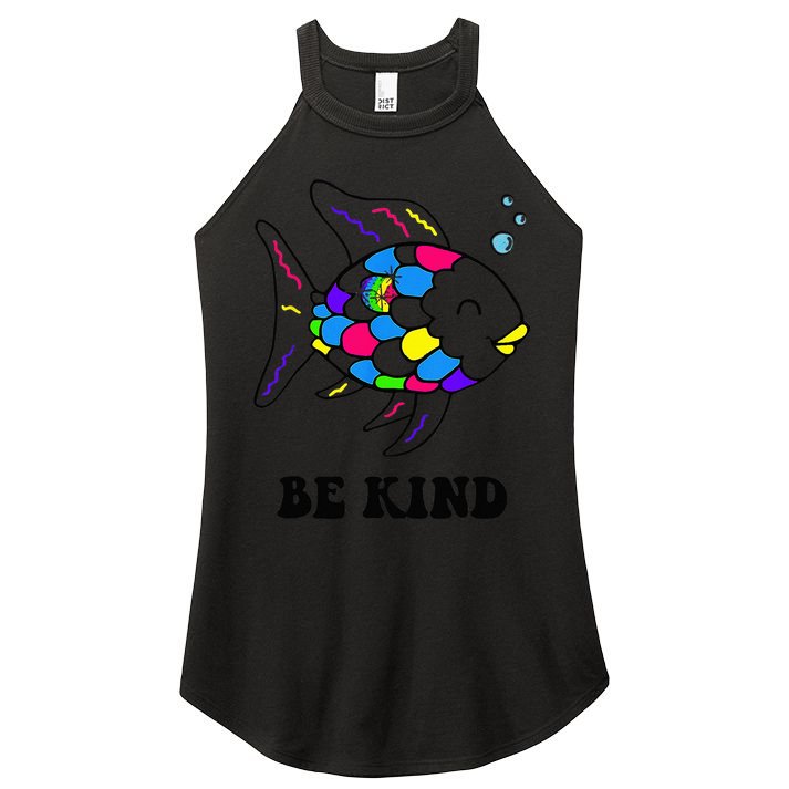 Be Kind Rainbow Fish Teacher Life Teaching Back To School Women's Perfect Tri Rocker Tank