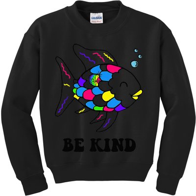 Be Kind Rainbow Fish Teacher Life Teaching Back To School Kids Sweatshirt