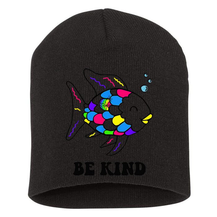 Be Kind Rainbow Fish Teacher Life Teaching Back To School Short Acrylic Beanie