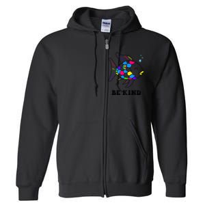 Be Kind Rainbow Fish Teacher Life Teaching Back To School Full Zip Hoodie