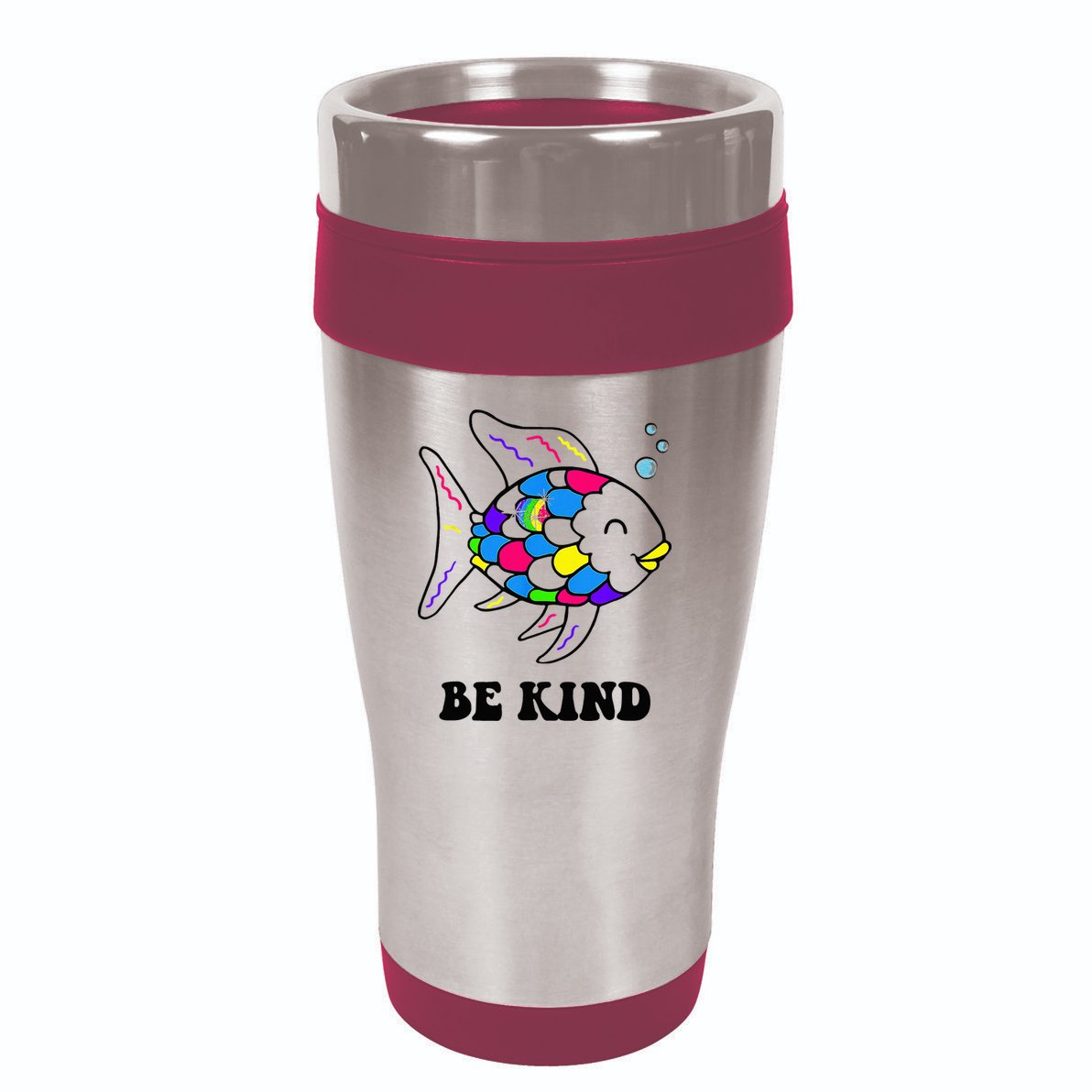 Be Kind Rainbow Fish Teacher Life Teaching Back To School 16oz Travel Tumbler