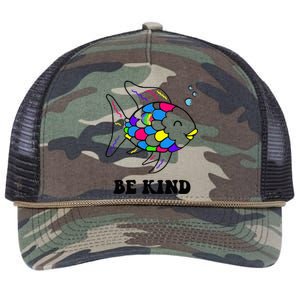 Be Kind Rainbow Fish Teacher Life Teaching Back To School Retro Rope Trucker Hat Cap