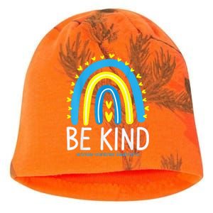 Be Kind Rainbow World Down Syndrome Awareness Day Kati - Camo Knit Beanie