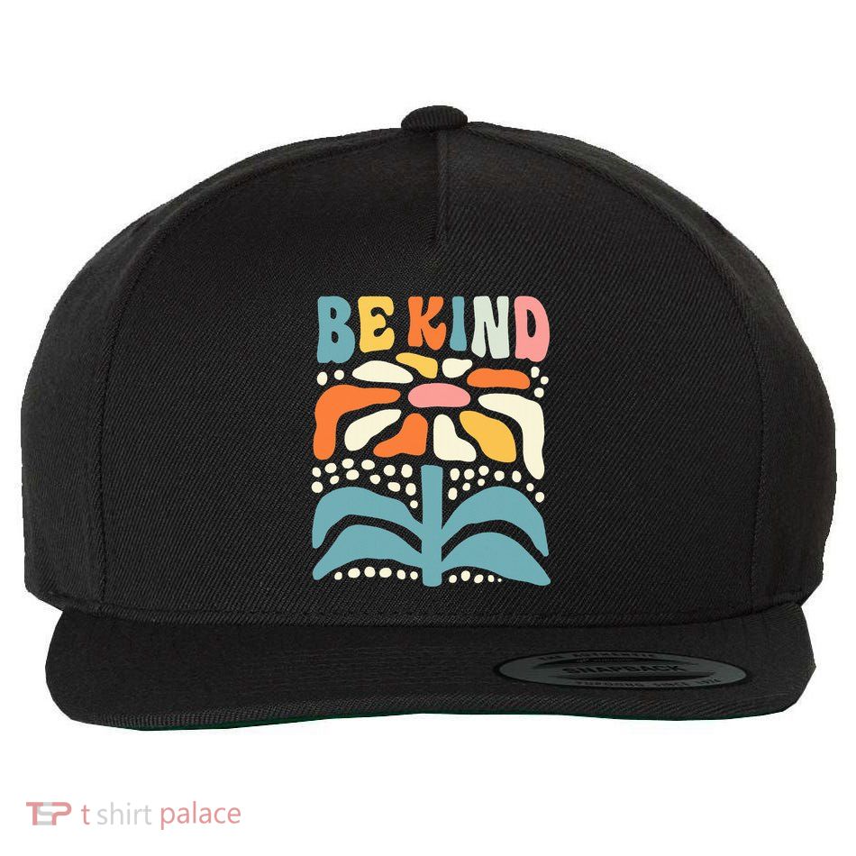 Be Kind Retro Groovy Daisy Kindness Inspirational Wool Snapback Cap