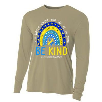 Be Kind Rainbow World Down Syndrome Awareness Day Women Cooling Performance Long Sleeve Crew