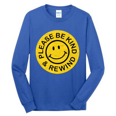 Be Kind Rewind Gift Retro Nostalgia Sticker 80s 90s Gift Tall Long Sleeve T-Shirt