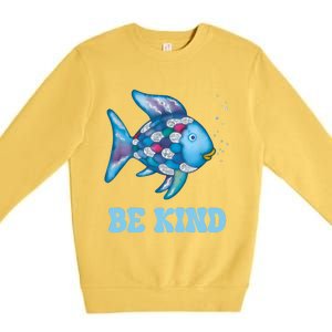 Be Kind Rainbow Fish Teacher Life Teaching Back To School Premium Crewneck Sweatshirt