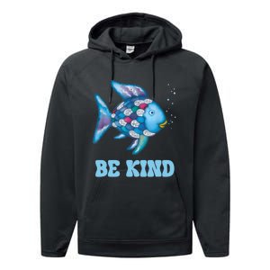 Be Kind Rainbow Fish Teacher Life Teaching Back To School Performance Fleece Hoodie