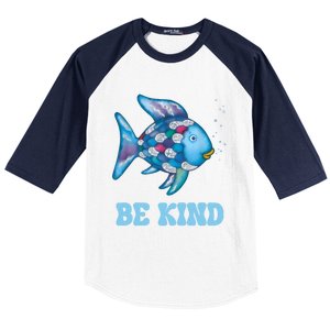 Be Kind Rainbow Fish Teacher Life Teaching Back To School Baseball Sleeve Shirt