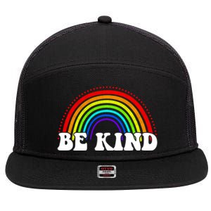 Be Kind Rainbow Positive Quote 7 Panel Mesh Trucker Snapback Hat