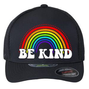 Be Kind Rainbow Positive Quote Flexfit Unipanel Trucker Cap