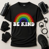 Be Kind Rainbow Positive Quote Cooling Performance Crew T-Shirt