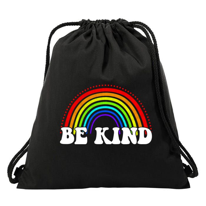 Be Kind Rainbow Positive Quote Drawstring Bag