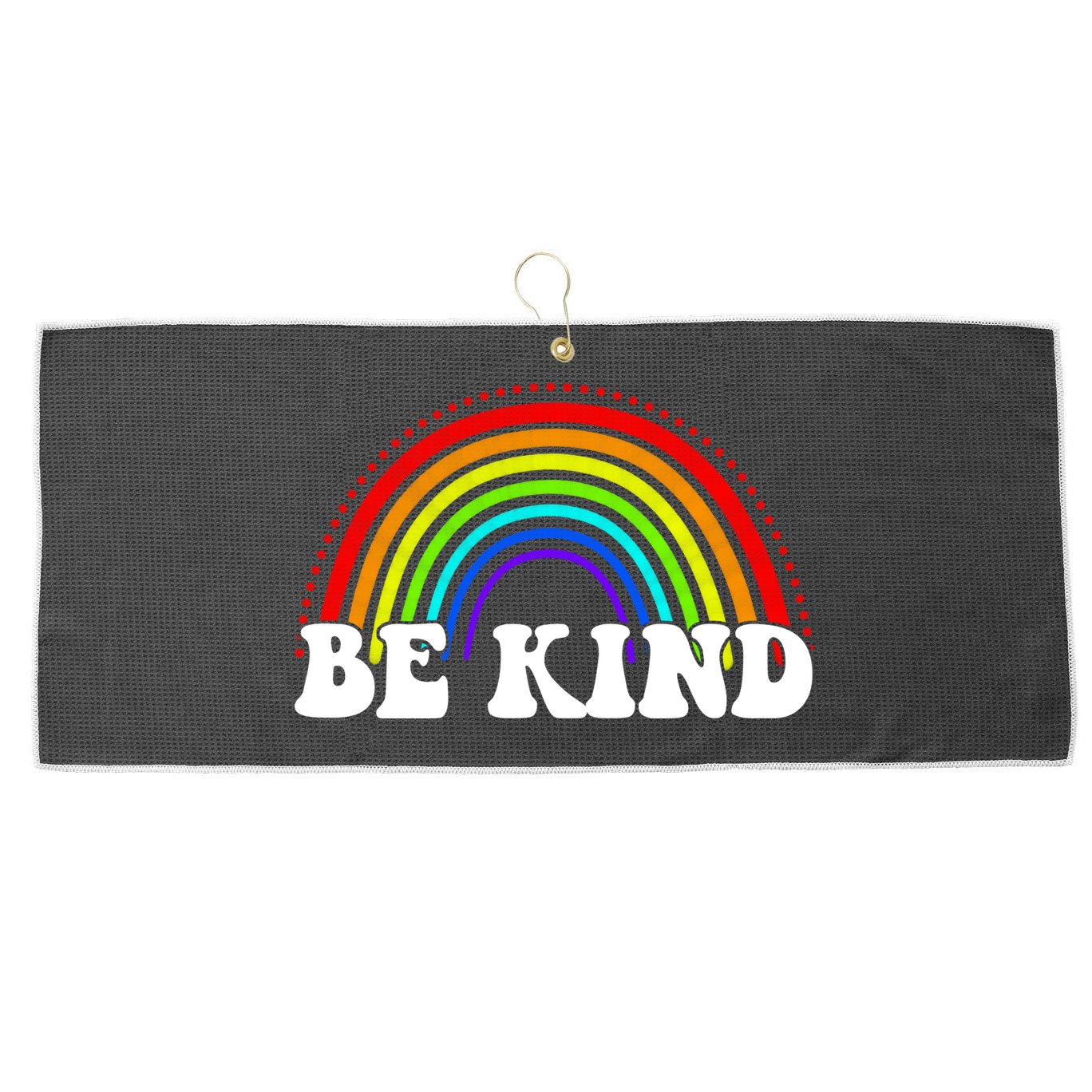 Be Kind Rainbow Positive Quote Large Microfiber Waffle Golf Towel