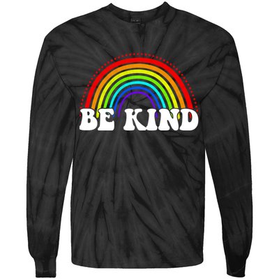 Be Kind Rainbow Positive Quote Tie-Dye Long Sleeve Shirt