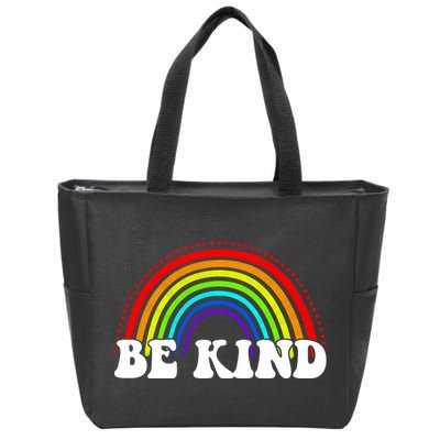 Be Kind Rainbow Positive Quote Zip Tote Bag