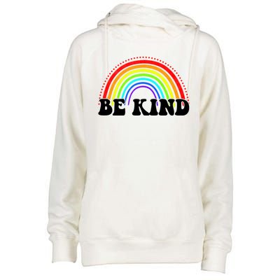 Be Kind Rainbow Positive Quote Womens Funnel Neck Pullover Hood