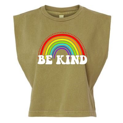 Be Kind Rainbow Positive Quote Garment-Dyed Women's Muscle Tee