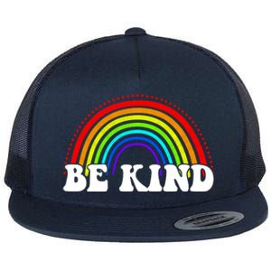 Be Kind Rainbow Positive Quote Flat Bill Trucker Hat