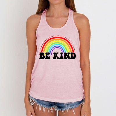 Be Kind Rainbow Positive Quote Women's Knotted Racerback Tank