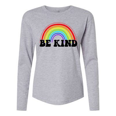 Be Kind Rainbow Positive Quote Womens Cotton Relaxed Long Sleeve T-Shirt