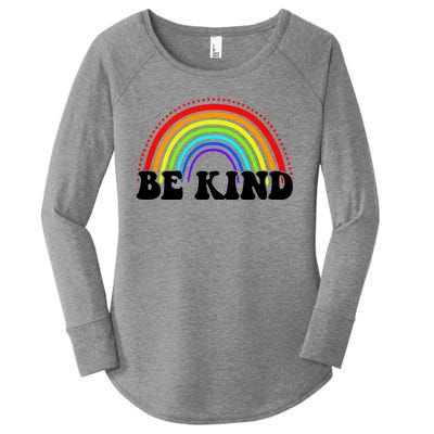 Be Kind Rainbow Positive Quote Women's Perfect Tri Tunic Long Sleeve Shirt