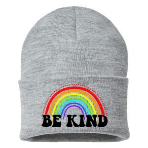 Be Kind Rainbow Positive Quote Sustainable Knit Beanie