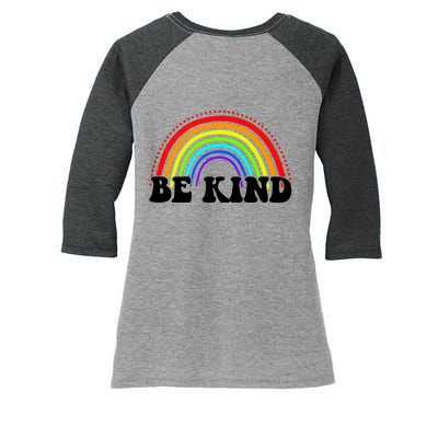 Be Kind Rainbow Positive Quote Women's Tri-Blend 3/4-Sleeve Raglan Shirt