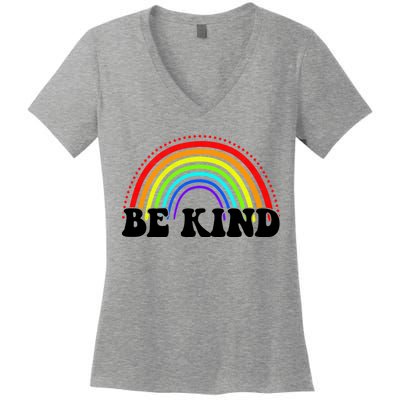 Be Kind Rainbow Positive Quote Women's V-Neck T-Shirt