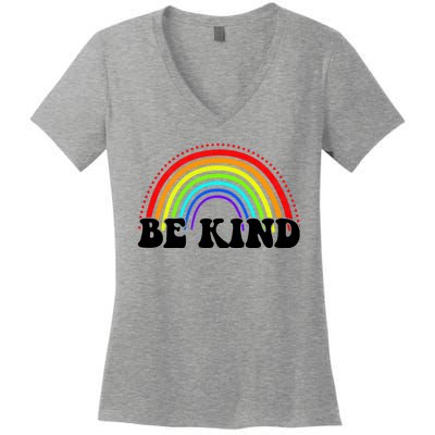 Be Kind Rainbow Positive Quote Women's V-Neck T-Shirt