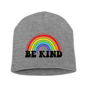 Be Kind Rainbow Positive Quote Short Acrylic Beanie