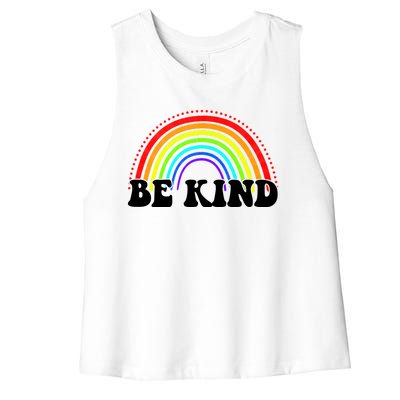 Be Kind Rainbow Positive Quote Women's Racerback Cropped Tank