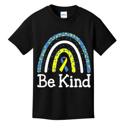 Be Kind Rainbow World Down Syndrome Awareness Day Kids T-Shirt