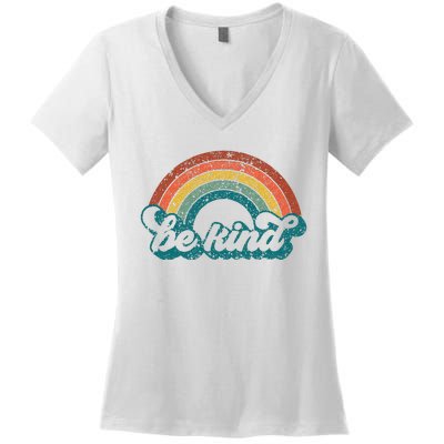 Be Kind Rainbow LGBT Flag LGBT Pride Month Retro Vintage Women's V-Neck T-Shirt