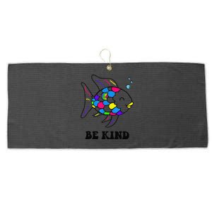 Be Kind Rainbow Fish Teacher Life Teaching Back To School Large Microfiber Waffle Golf Towel