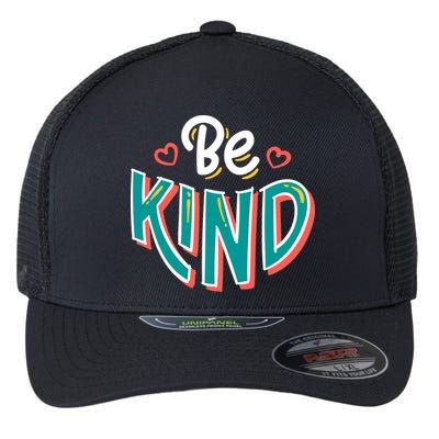 Be Kind Retro Kindness Quote Flexfit Unipanel Trucker Cap