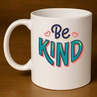Be Kind Retro Kindness Quote 11oz C Handle Ceramic Mug