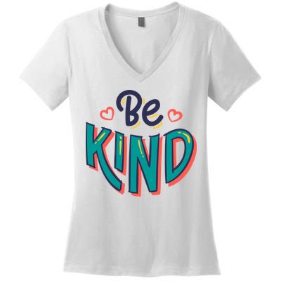 Be Kind Retro Kindness Quote Women's V-Neck T-Shirt