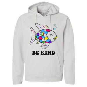 Be Kind Rainbow Fish Teacher Life Teaching Back To School Performance Fleece Hoodie