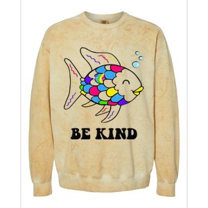 Be Kind Rainbow Fish Teacher Life Teaching Back To School Colorblast Crewneck Sweatshirt