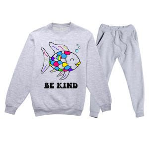 Be Kind Rainbow Fish Teacher Life Teaching Back To School Premium Crewneck Sweatsuit Set