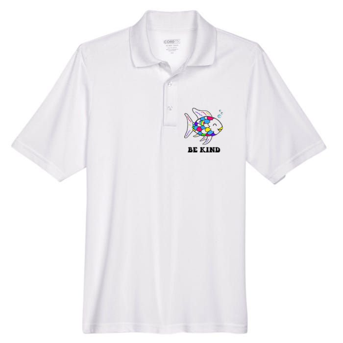 Be Kind Rainbow Fish Teacher Life Teaching Back To School Men's Origin Performance Pique Polo