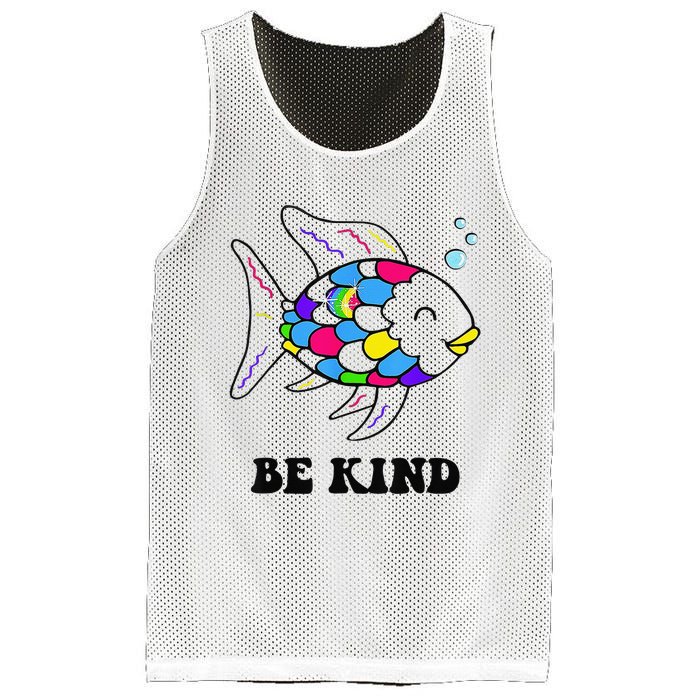 Be Kind Rainbow Fish Teacher Life Teaching Back To School Mesh Reversible Basketball Jersey Tank