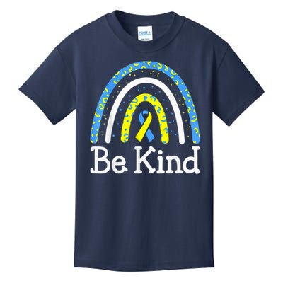 Be Kind Rainbow World Down Syndrome Awareness Day Kids T-Shirt
