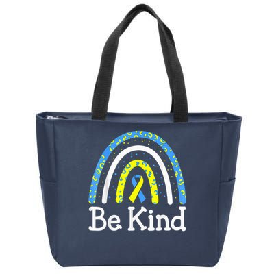 Be Kind Rainbow World Down Syndrome Awareness Day Zip Tote Bag