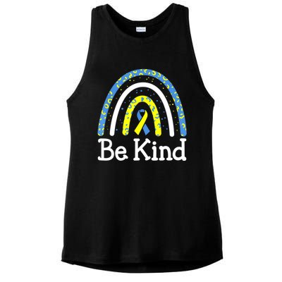 Be Kind Rainbow World Down Syndrome Awareness Day Ladies PosiCharge Tri-Blend Wicking Tank