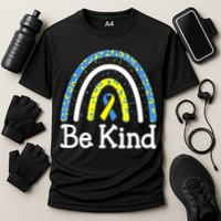 Be Kind Rainbow World Down Syndrome Awareness Day Cooling Performance Crew T-Shirt